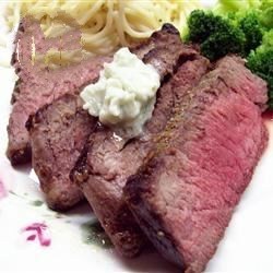 American Kickin London Broil with Bleu Cheese Butter Recipe Appetizer