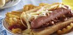 American Healthy Chili Dog Recipe with Beef Hot Dogs and Sharp Cheddar Drink
