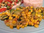 American Garlicky Summer Squash and Fresh Corn Appetizer