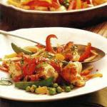 Monkfish with Peppers Lemon and Basil recipe
