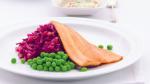 American Rainbow Trout with Panfried Red Cabbage and Salmon Roe Cream Appetizer