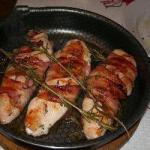 British in Bacon Wrapped Chicken Breast and Grilled Asparagus Appetizer