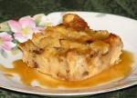 American Cranberry and Raisin Bread Pudding With Caramel Sauce Appetizer