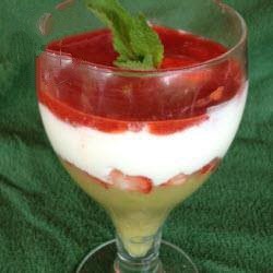 American Rhubarb Dessert with Quark and Strawberries Dessert