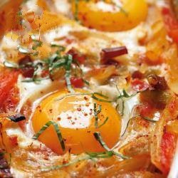 American Oven Vegetables with Baked Eggs Appetizer