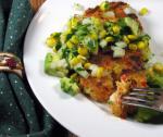 American Spicy Shrimp Cakes With Corn and Avocado Salsa Dinner