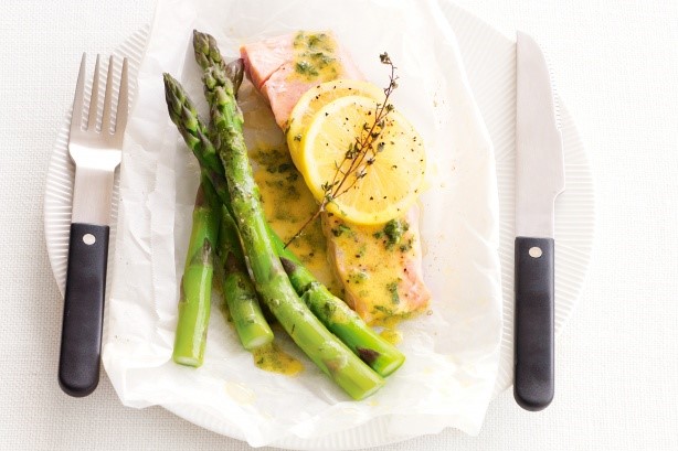 Australian Baked Salmon With Lemon Thyme And Asparagus Recipe Appetizer