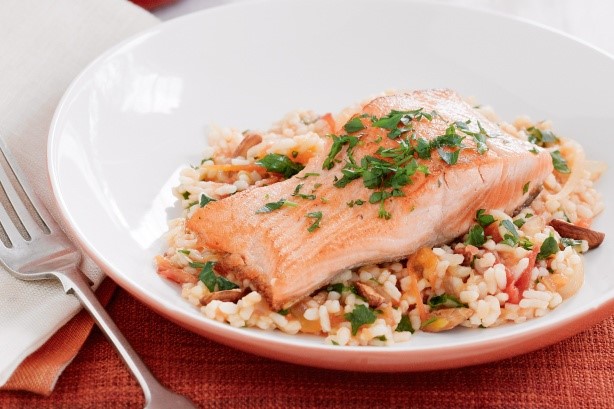 Australian Orange Tomato and Almond Risotto With Salmon Recipe Appetizer