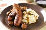 Australian Beef Sausages With Parsnip And Buttermilk Mash And Red Wine Mushrooms Recipe Appetizer