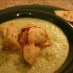 Broccoli and Cheddar Soup with Cajun Croutons recipe