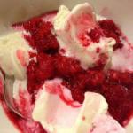 Australian Vanilla Ice Cream with Hot Raspberry Sauce Dessert