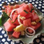 American Halloumi Salad Watermelon and Mint Appetizer
