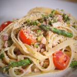 Canadian Tagliatelle With Pancetta Tomatoes and Asparagus Appetizer