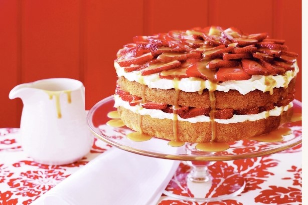 Australian Almond Cake With Strawberries And Caramel Sauce Recipe Dessert