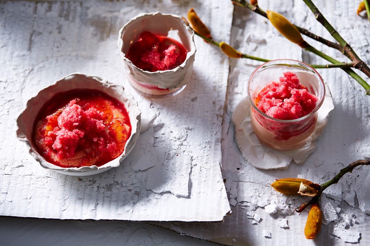 Canadian Blood Orange Custard with Blood Orange Granita Appetizer