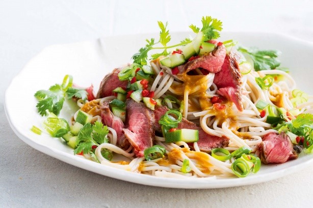 American Beef Pickled Cucumber And Soba Noodle Salad Recipe Appetizer