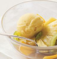 Poached Tropical Fruit with Sorbet recipe