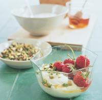 Greek Strawberries with Yogurt and Pistachios Dessert