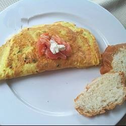 American Omelet with Salmon and Goat Breakfast