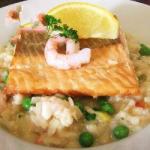 American Prawn Risotto with Salmon Appetizer