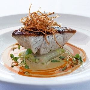 Australian Cone Bay Saltwater Barramundi with Spanner Crab Appetizer