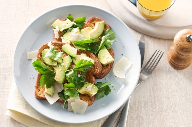 French French Toast With Avocado and Shaved Parmesan Recipe Appetizer