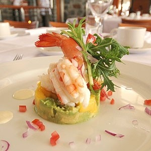 American Mango Prawn and Watercress Stack Appetizer