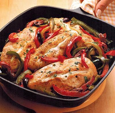 American Chicken Cutlets With Mozzarella Peppers And Olives Appetizer