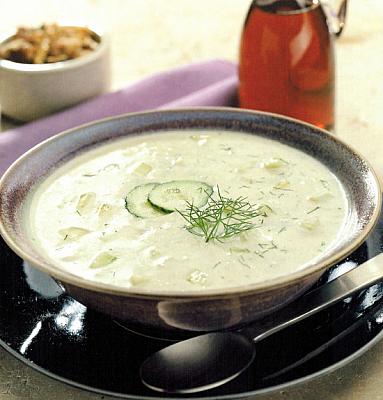 Finnish cHilled Cucumber Scallion And Yogurt Soup Soup