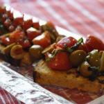 American Bruschetta with Olives and Cherry Tomatoes 2 Appetizer