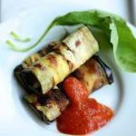 British Eggplant Rolls with Pepper Sauce 1 Appetizer
