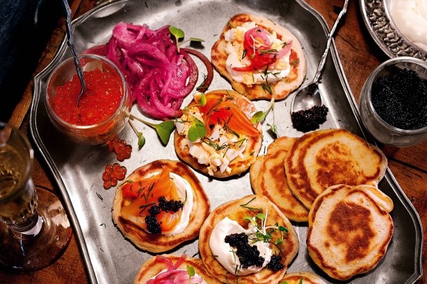 American Blini Platter Recipe Appetizer