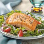 American Salmon Fillets on Greens Appetizer