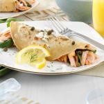 American Salmon and Goat Cheese Crepes Appetizer