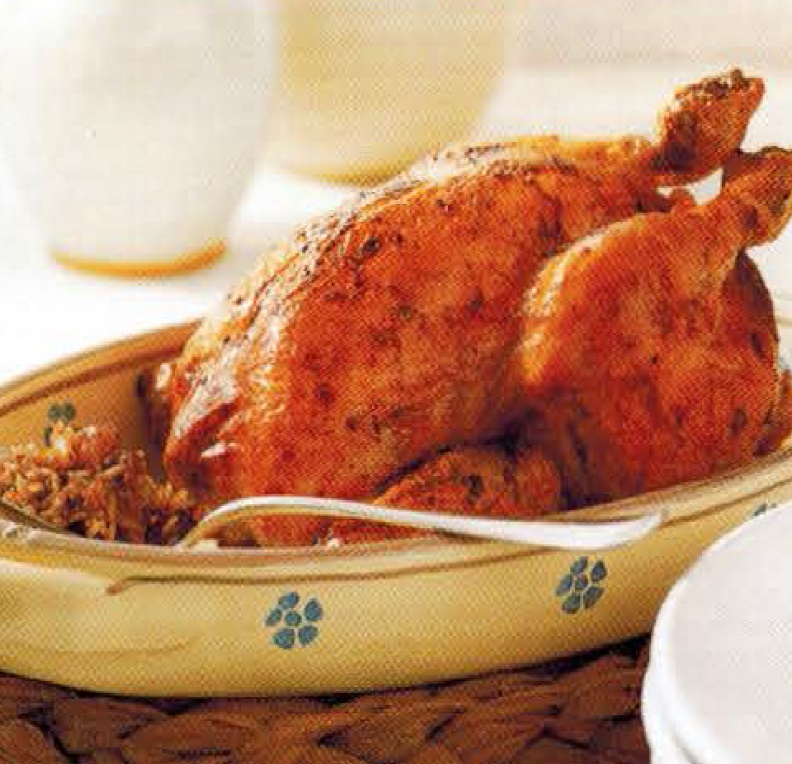 American Roast Chicken Stuffed With Pine Nuts And Rice Dinner