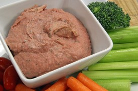 British Ruby Red Beet Hummus Appetizer