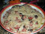 American Pasta With Tuna Tomatoes Garlic Capers and Olives Dinner