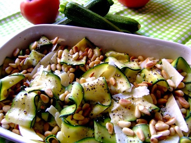 American Simple and Healthy Zucchini Salad With Pine Nuts Dinner