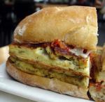 American Onion Frittata Sandwich With Roasted Tomato and Cheddar Appetizer