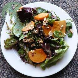 American Salad of Lettuce with Khaki and Hazelnuts Appetizer