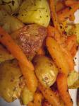American Roasted Potatoes and Baby Carrots With Garlic Appetizer