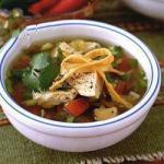 Mexican Chicken Soup and Tomato with Tortillas Appetizer