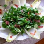 American Corn Salad with Chicory and Bacon Bits Appetizer
