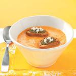American Yellow Tomato Soup with Goat Cheese Croutons Appetizer