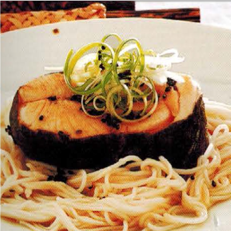 Japanese Salmon In Nori With Noodles Dinner