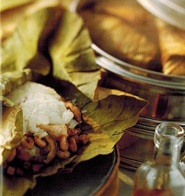 American Chicken Steamed with Rice in Lotus Leaves Appetizer