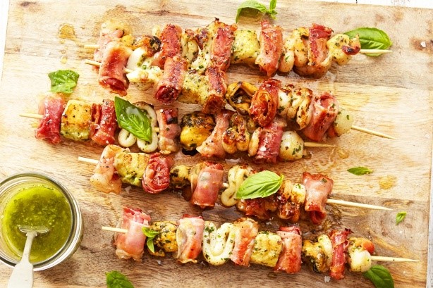 American Surf and Turf Seafood Skewers Recipe Appetizer