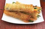 American Wontonwrapped Vegetables With Ginger Dipping Sauce Recipe Appetizer
