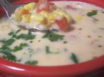 American Creamy Corn Soup With Red Bell Pepper Appetizer