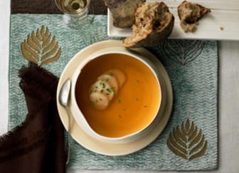 American Roasted Chicken Broth with Scallops and Chives Recipe Appetizer